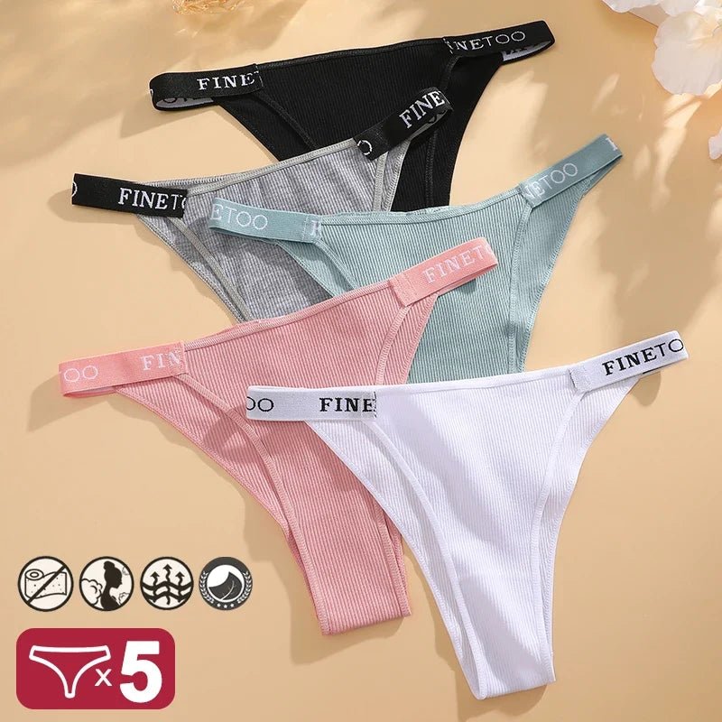 5PCS/Set Sexy Lingerie Women Cotton Panties Finetoo Letter Low Waist Female Briefs Underwear Comfort Underpants Women Intimates - Physical intimacy