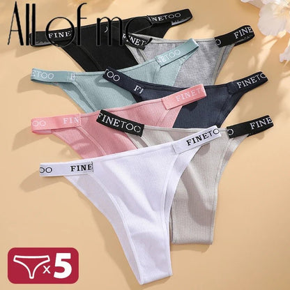 5PCS/Set Sexy Lingerie Women Cotton Panties Finetoo Letter Low Waist Female Briefs Underwear Comfort Underpants Women Intimates - Physical intimacy