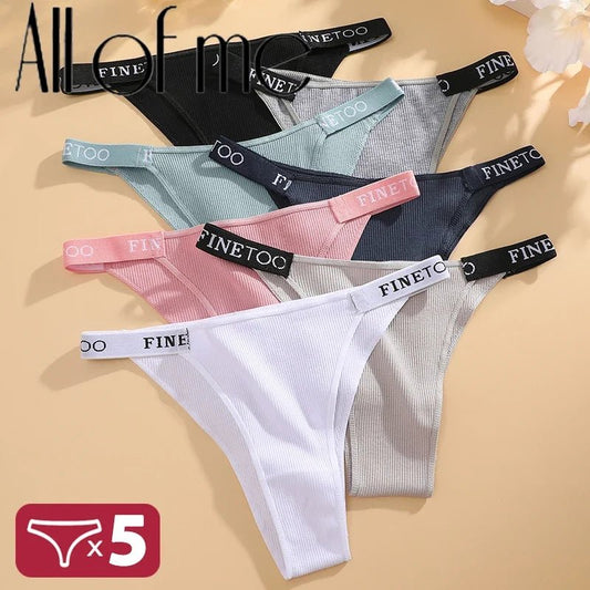 5PCS/Set Sexy Lingerie Women Cotton Panties Finetoo Letter Low Waist Female Briefs Underwear Comfort Underpants Women Intimates - Physical intimacy