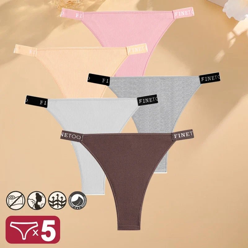5PCS/Set Sexy Lingerie Women Cotton Panties Finetoo Letter Low Waist Female Briefs Underwear Comfort Underpants Women Intimates - Physical intimacy