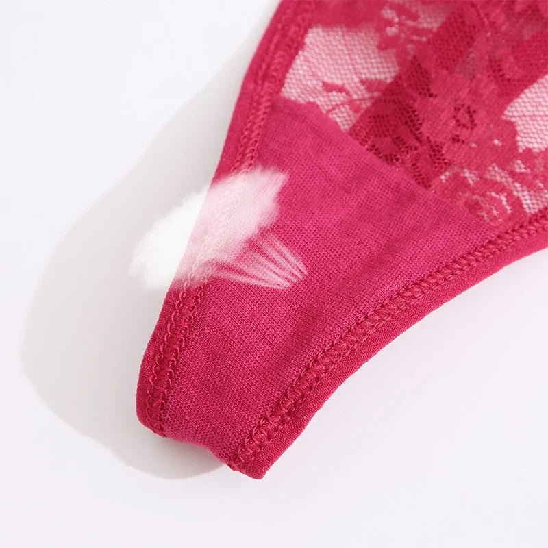 5PCS/Set Women's Underwear Lace Panties Floral Lingerie Woman Panties Sexy Thong G-String Female Pantys Perspective Intimates - Physical intimacy