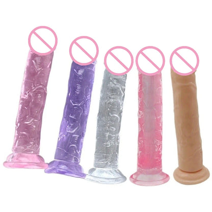 Dildos Sex Toys Dick Soft Female Vagina Clitoris  with Suction Cup 5 Colors