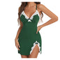 Sexy Night Gowns Lace Trim Sleep Dress V Neck Babydoll Chemise Dress Side Split Nighty