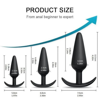 3 Different Size Anal Plug Soft Silicone