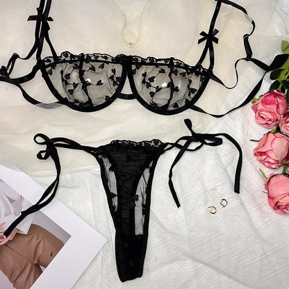 Women Night Beautiful Sexy 2 Piece Set Erotic Bra set