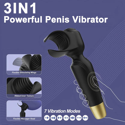 3 IN 1 Powerful Male Masturbator for Glans Massage Clitoral Stimulation Vibrator