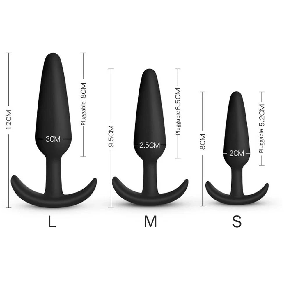 3 Different Size Anal Plug Soft Silicone