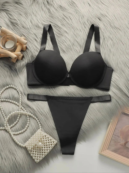 Viomisha Women Sexy Lingerie Set Ladies Soild Color Brassiere Push Up Bra 3/4 Cup Comfortable Intimates Underwear Panty Set S-L - Physical intimacy